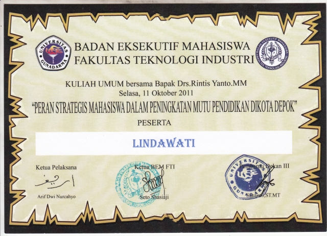 sertifikat kuliyah umum dengan bpk Drs. Rintis 